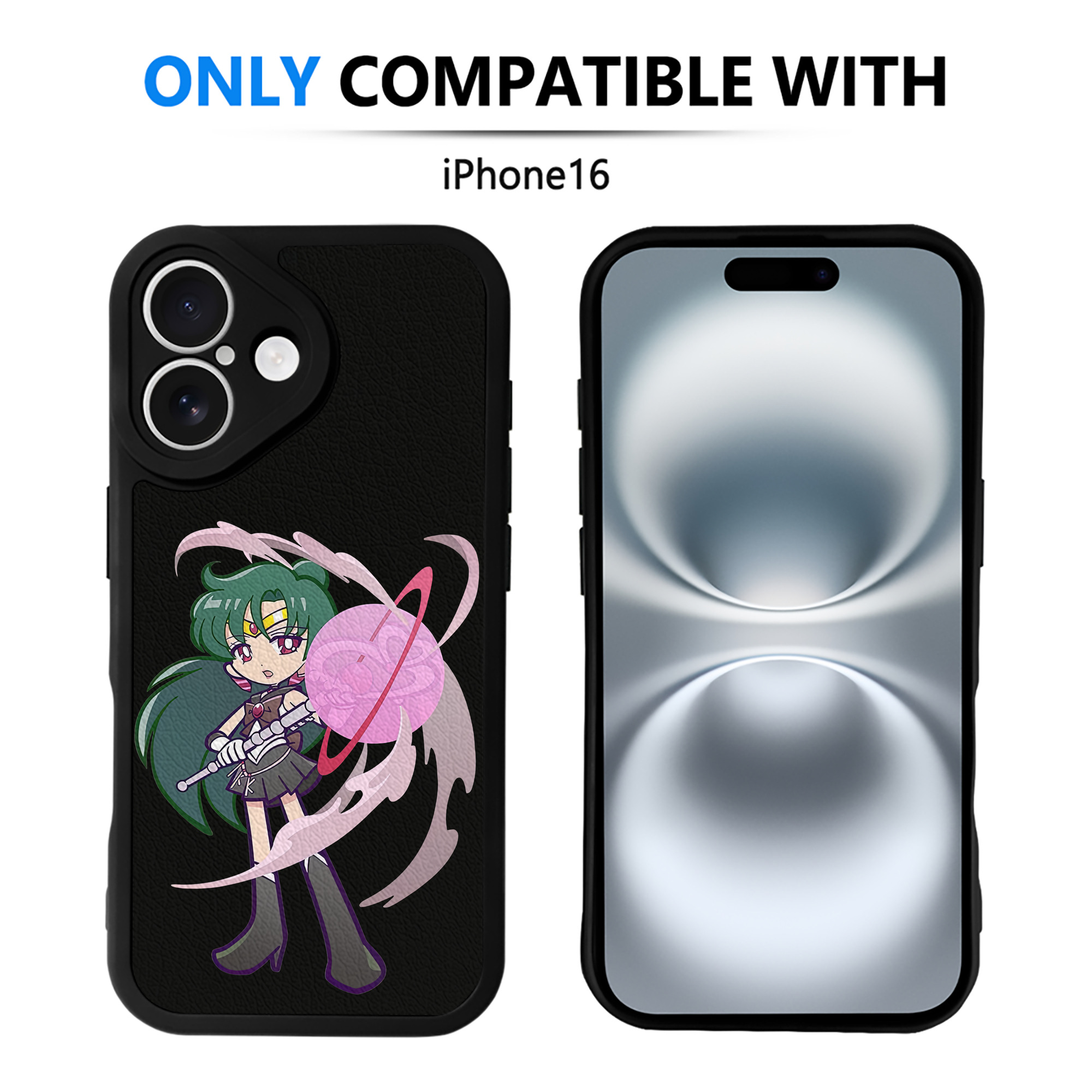 （画像用） 美少女戦士セーラームーン 冥王せつな Sailor Moon Meiou Setsuna 【iPhone 16シリーズ対応】シリコンスマホケース（レザー調） 材質：シリコン